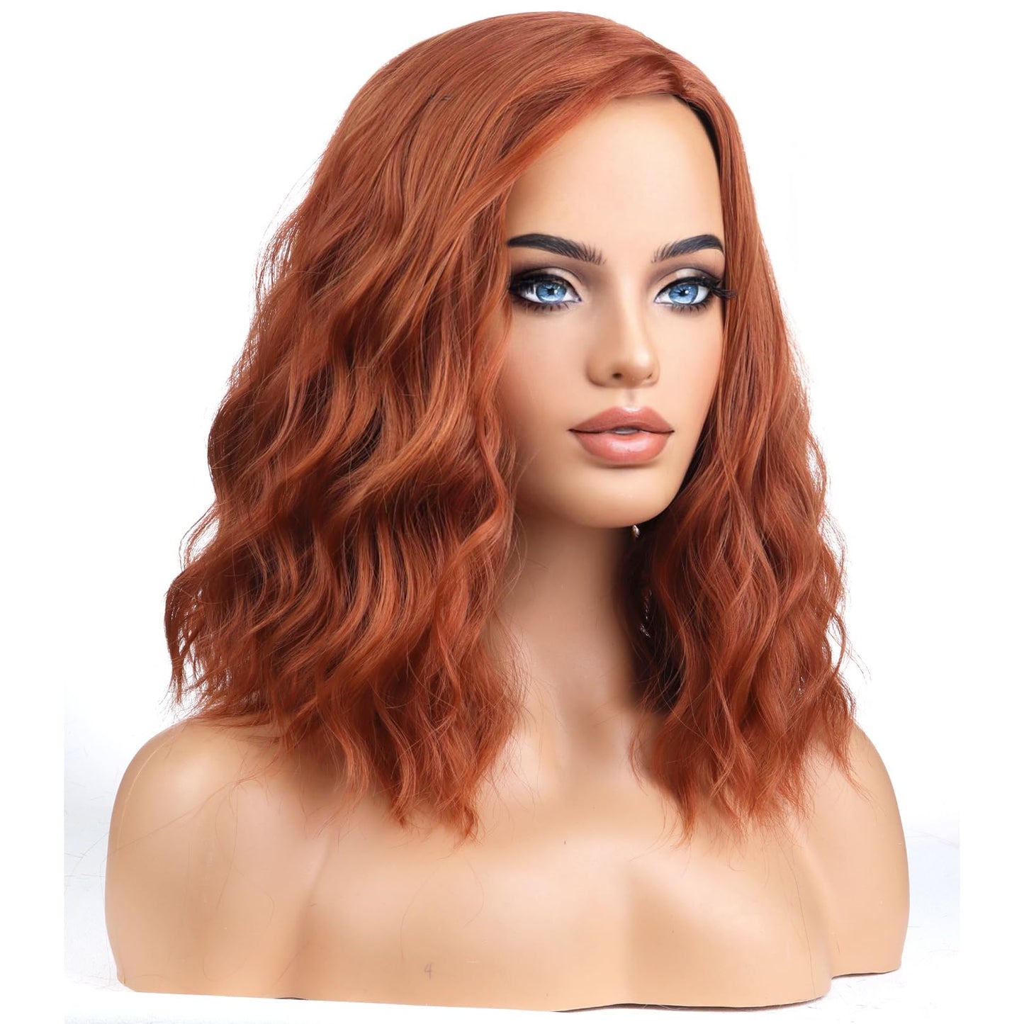 Brown Wigs for Women Short Curly Wavy Wig Girls Mixed Brown Body Heat Resistant Synthetic Hair Wig