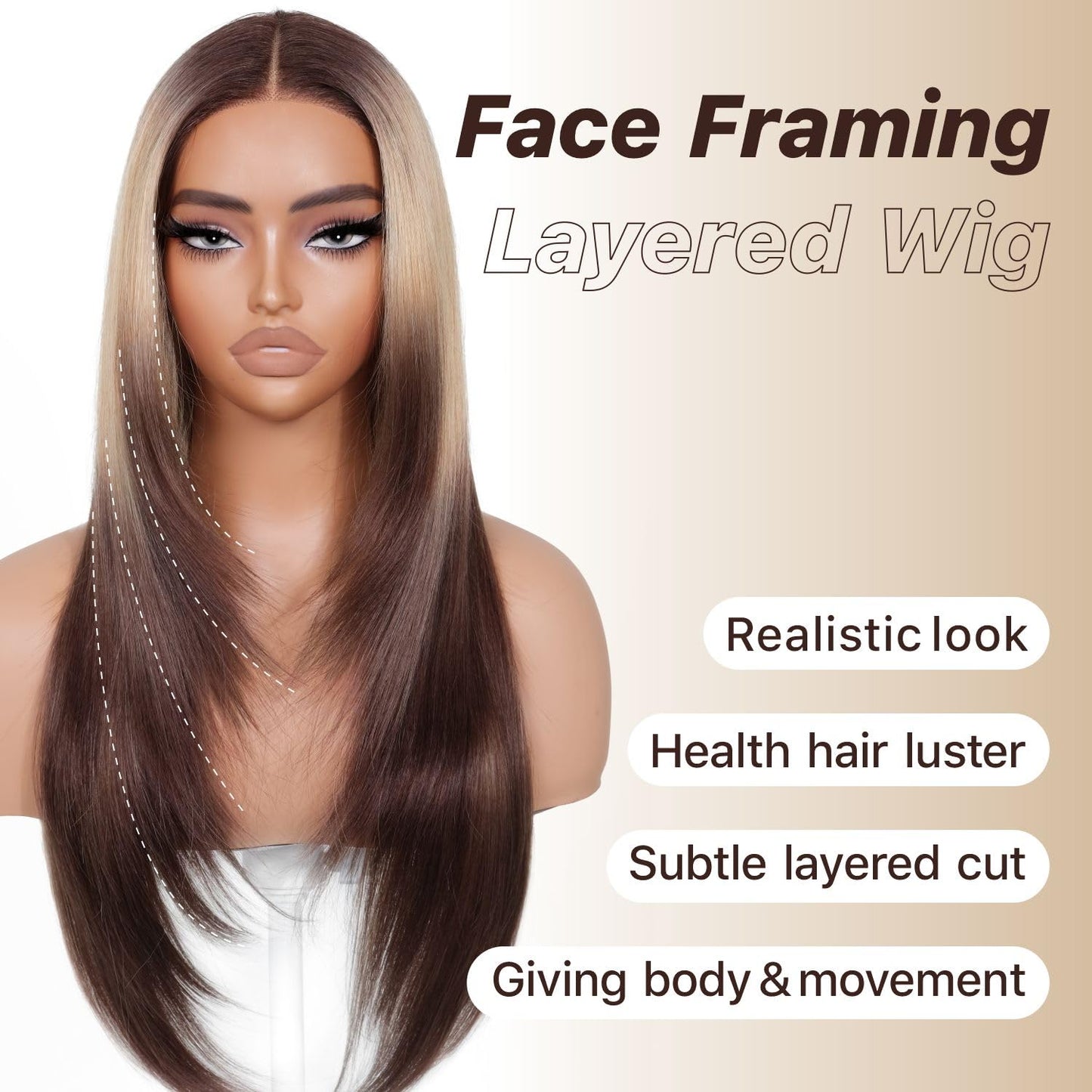 Wear and Go Glueless Wigs Pre Plucked Pre Cut for Beginners Honey Blonde Synthetic Lace Front Wigs For Woman Long layered straight Wigs