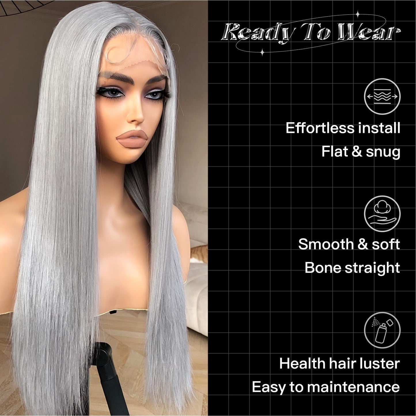 Honey Blonde Lace Front Wig - Pre Plucked, Ready to Wear, HD Glueless 13X5X1 - Highlight Synthetic Straight Wig for Women