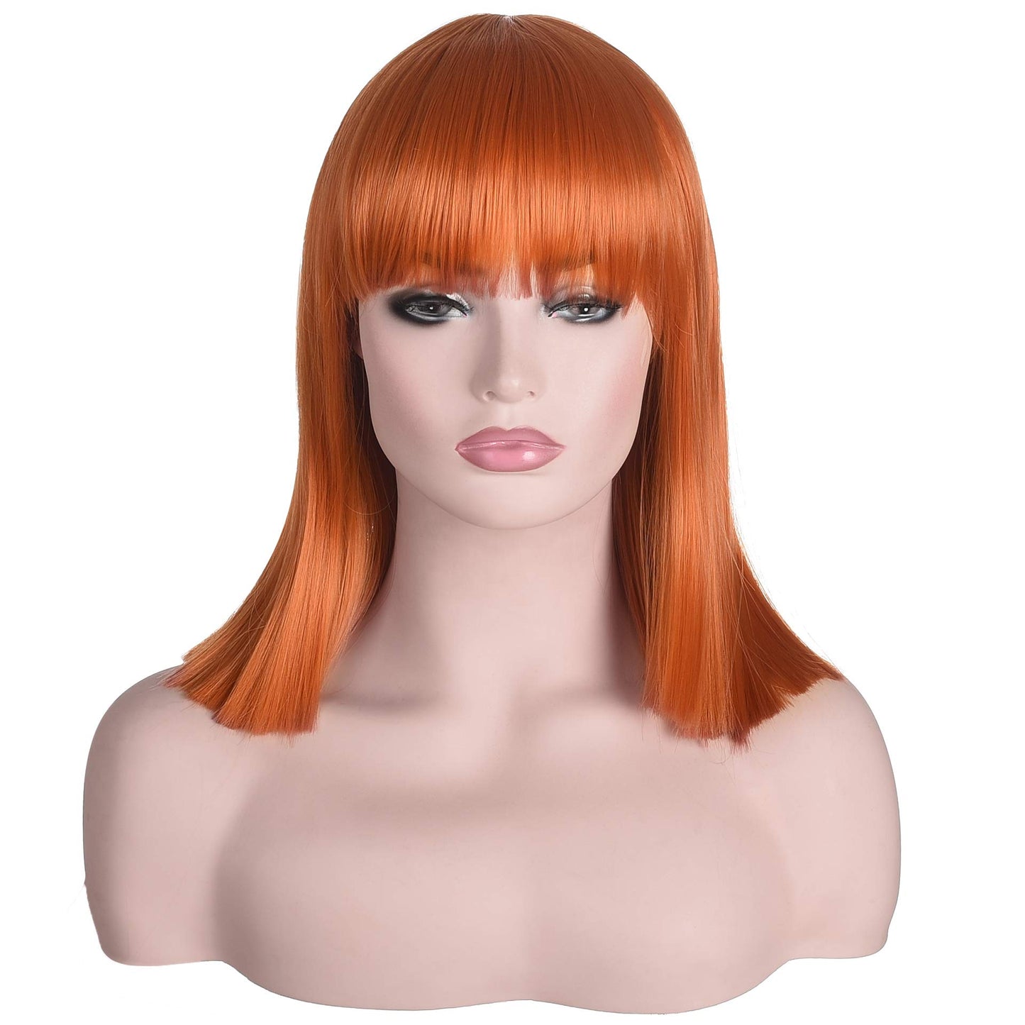 Short Straight Black Wig with Bangs Natural Looking Heat Resistant Hair Cosplay Costume Wigs