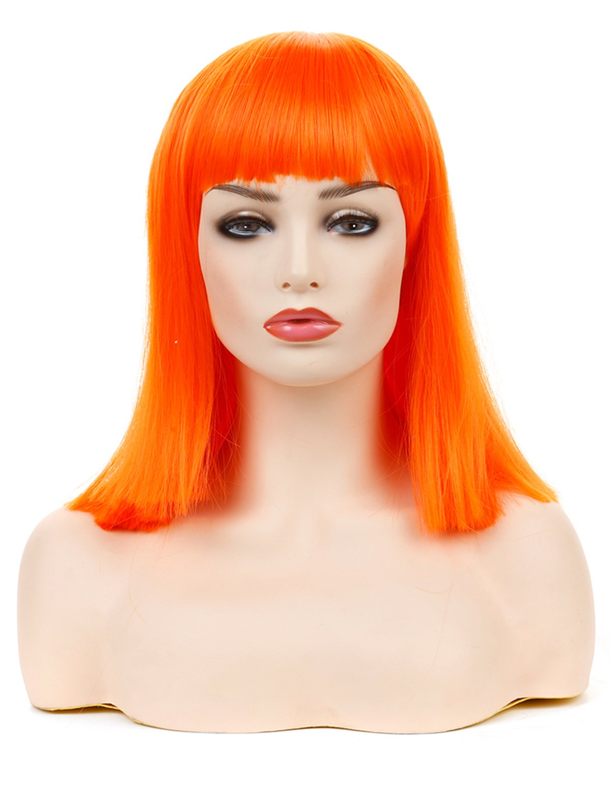 Short Straight Black Wig with Bangs Natural Looking Heat Resistant Hair Cosplay Costume Wigs