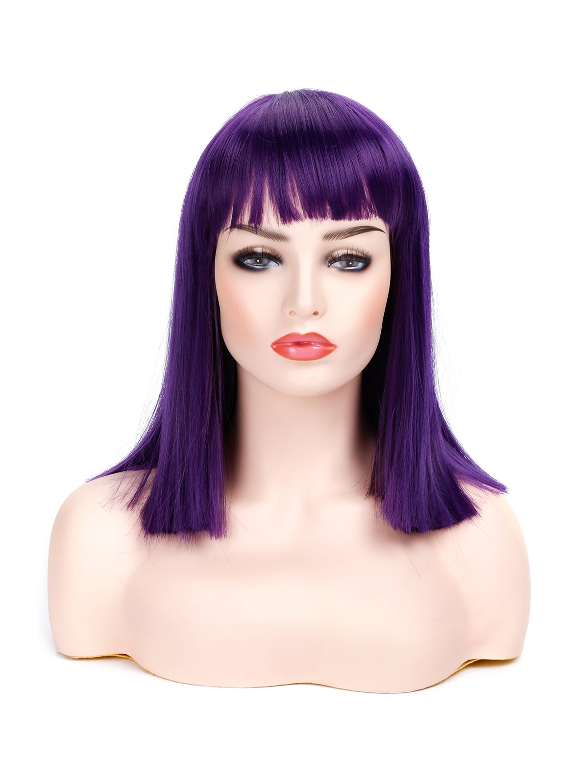 Short Straight Black Wig with Bangs Natural Looking Heat Resistant Hair Cosplay Costume Wigs