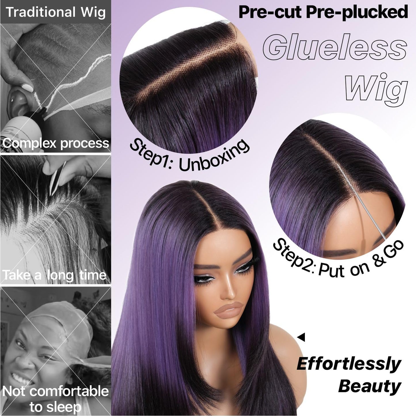 Wear and Go Glueless Wigs Pre Plucked Pre Cut for Beginners Honey Blonde Synthetic Lace Front Wigs For Woman Long layered straight Wigs