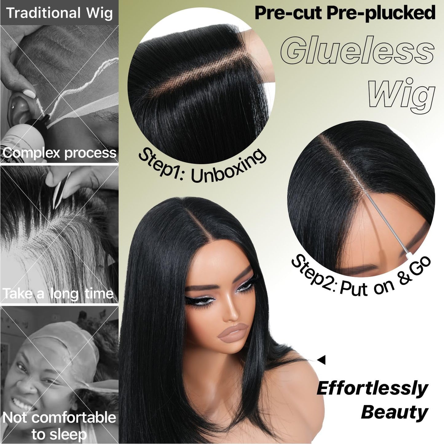 Wear and Go Glueless Wigs Pre Plucked Pre Cut for Beginners Honey Blonde Synthetic Lace Front Wigs For Woman Long layered straight Wigs