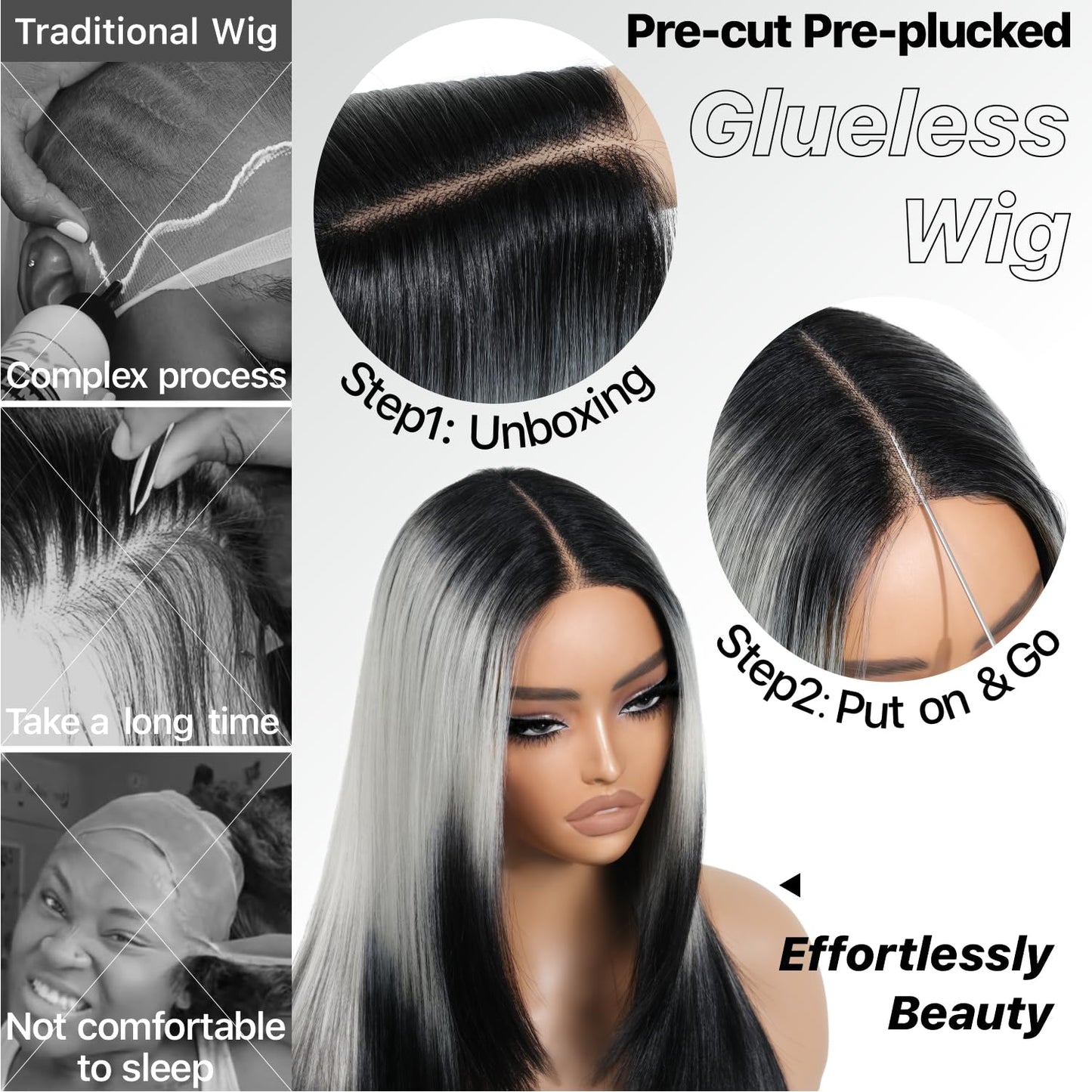 Wear and Go Glueless Wigs Pre Plucked Pre Cut for Beginners Honey Blonde Synthetic Lace Front Wigs For Woman Long layered straight Wigs