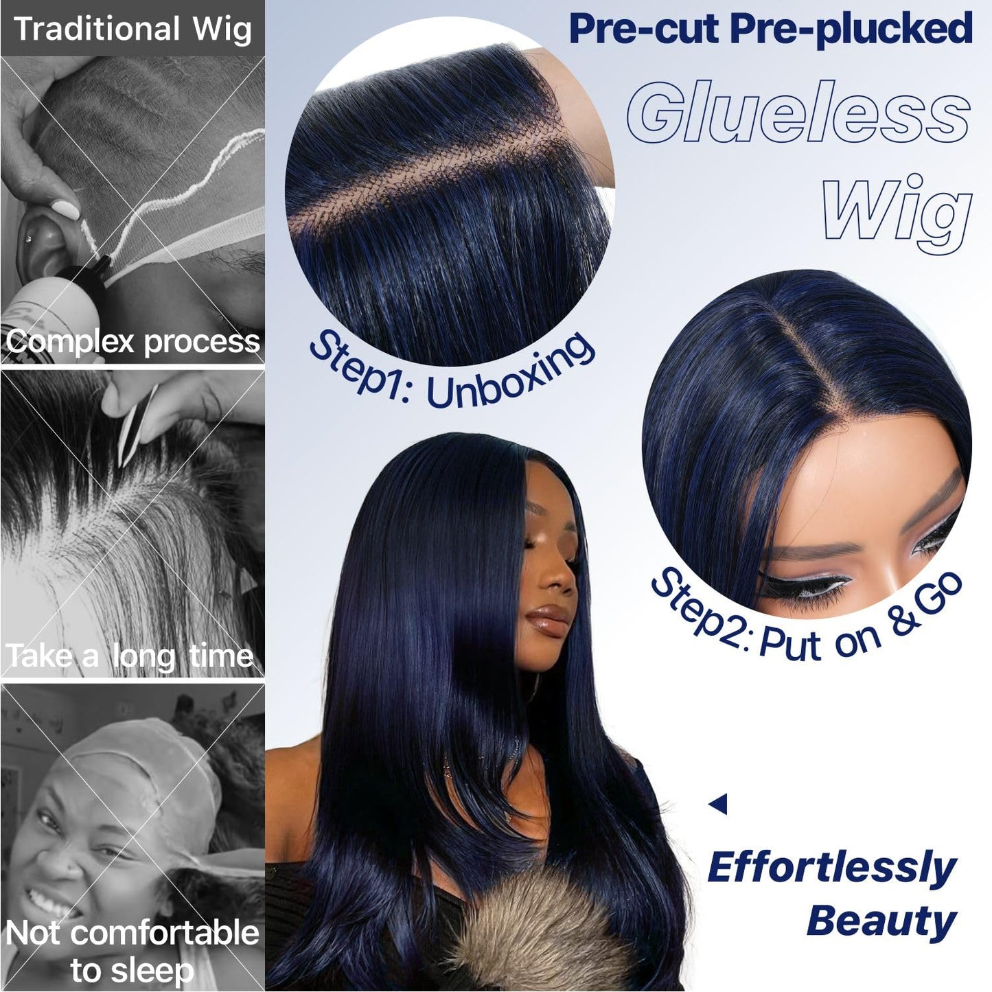 Wear and Go Glueless Wigs Pre Plucked Pre Cut for Beginners Honey Blonde Synthetic Lace Front Wigs For Woman Long layered straight Wigs