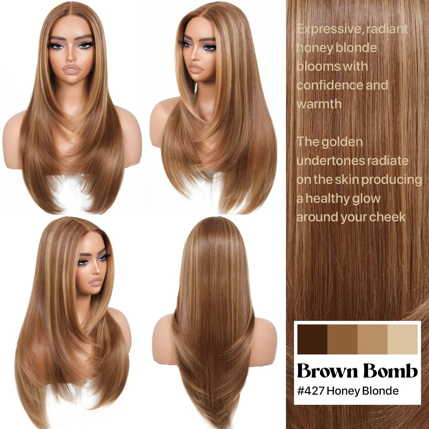 Wear and Go Glueless Wigs Pre Plucked Pre Cut for Beginners Honey Blonde Synthetic Lace Front Wigs For Woman Long layered straight Wigs