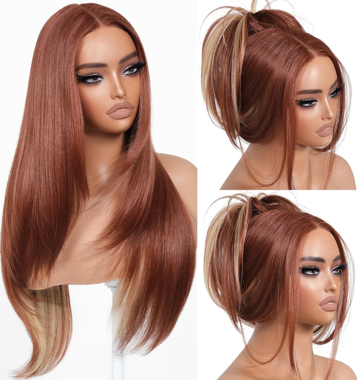 Wear and Go Glueless Wigs Pre Plucked Pre Cut for Beginners Honey Blonde Synthetic Lace Front Wigs For Woman Long layered straight Wigs