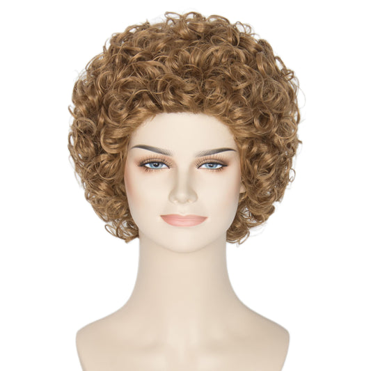 Hair Women Short Curly Wig Strawberry Blonde Brown Cosplay Party Wig