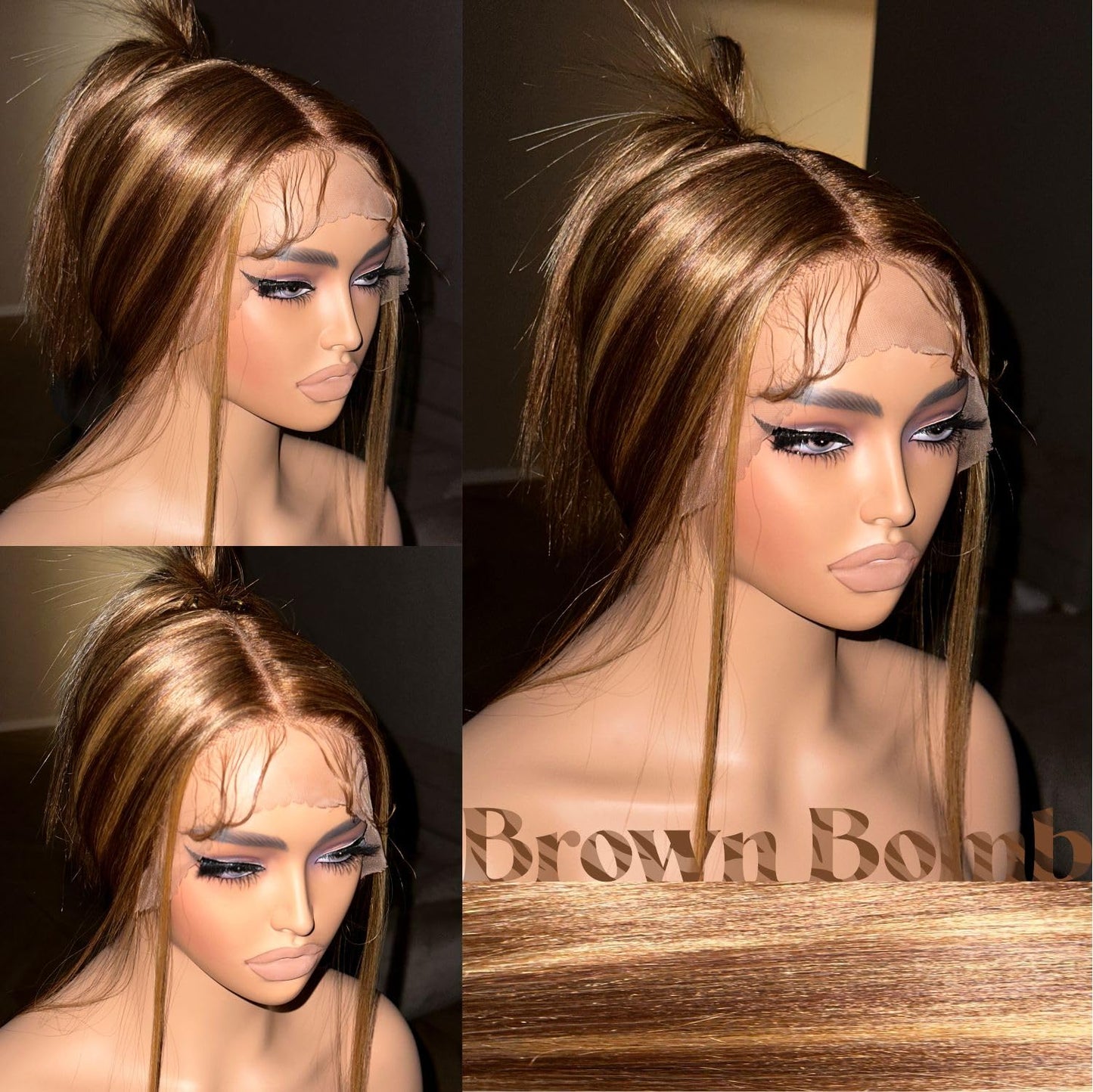 Honey Blonde Lace Front Wig - Pre Plucked, Ready to Wear, HD Glueless 13X5X1 - Highlight Synthetic Straight Wig for Women