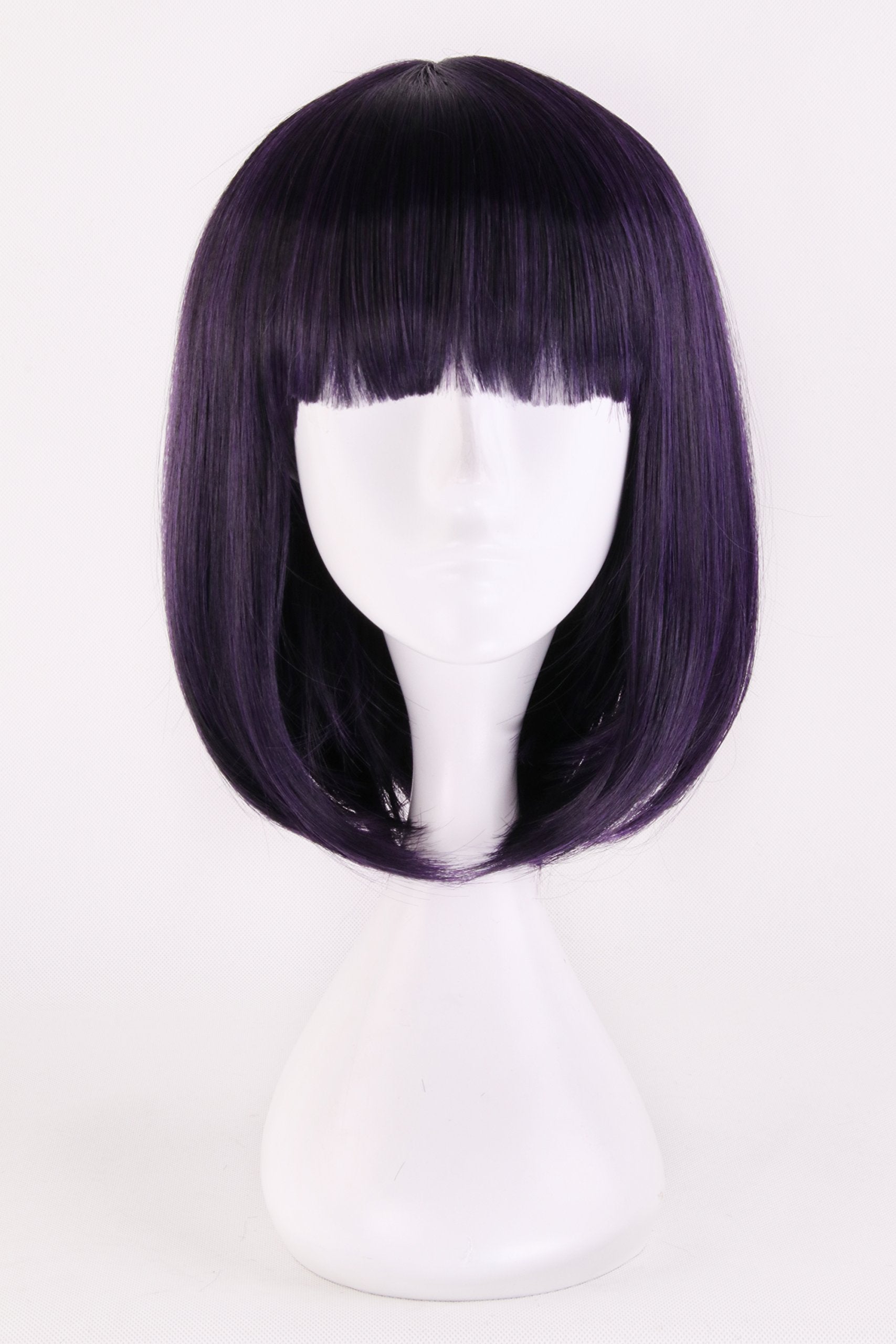 Dark purple short wig women front straight bob wig daily wig synthetic wig
