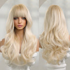 Golden hair wigs and bangs long wave synthetic women's fashion wigs