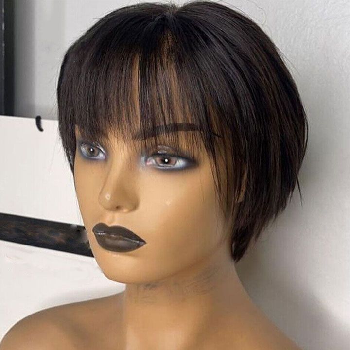 Bob Wigs With Bangs Glueless Wigs 100% Human Hair