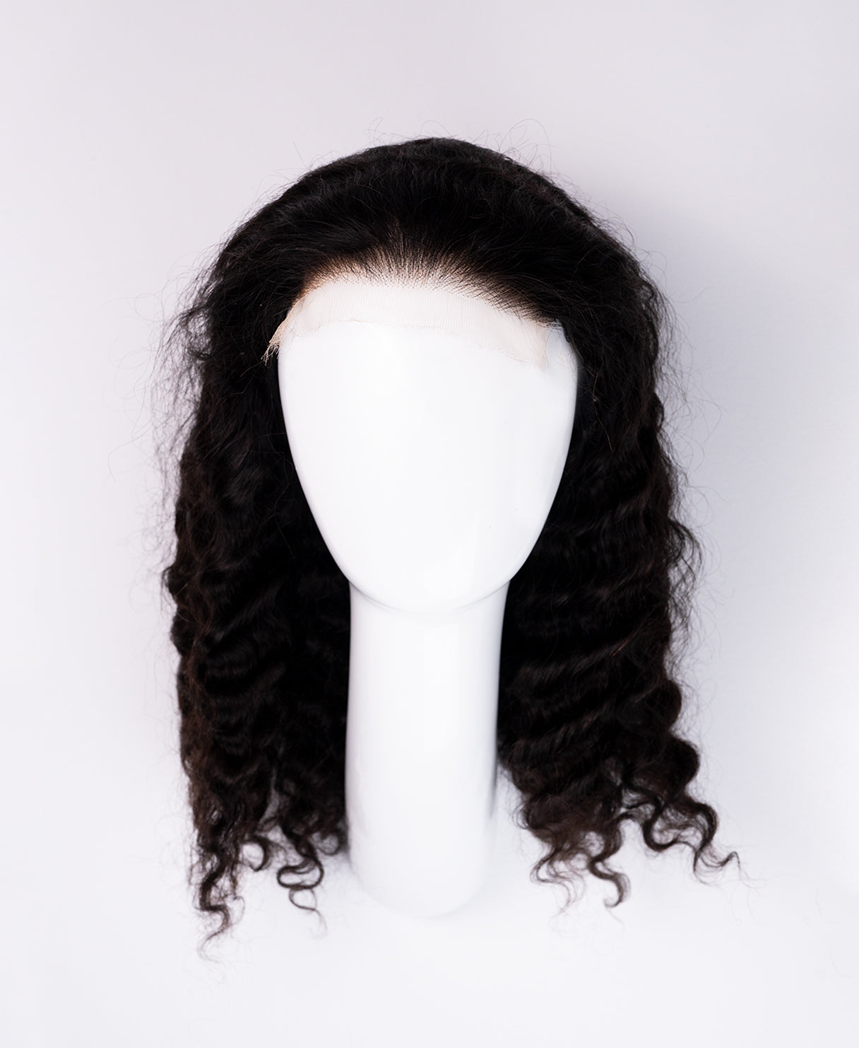 Natural Curly Hair Wigs Human Lace Front Cap 16 Inches