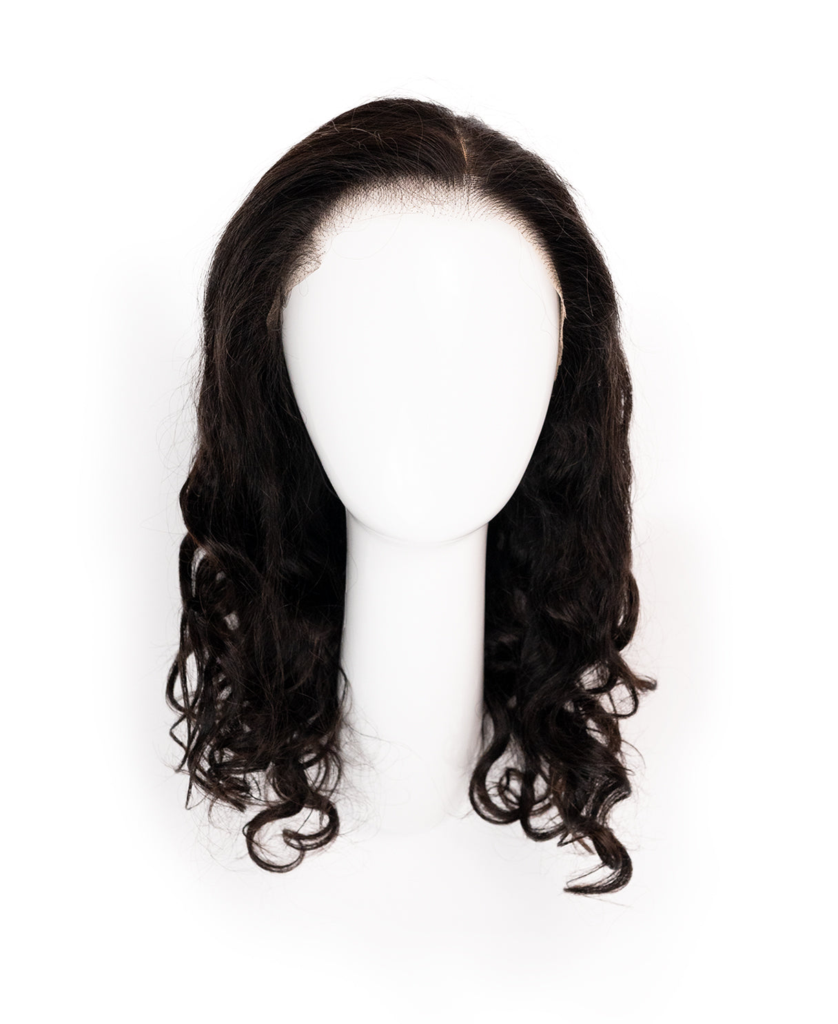 Natural Curly Mid-Length Human Wigs Lace Front 18 Inches