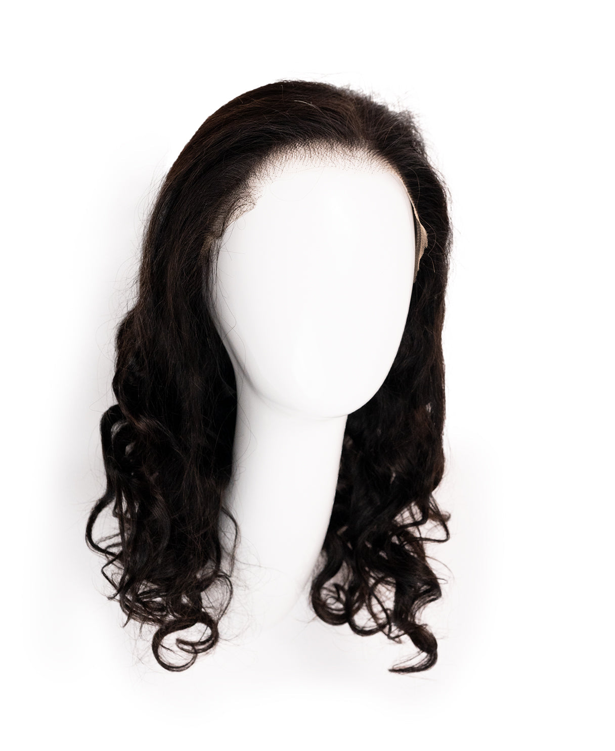 Natural Curly Mid-Length Human Wigs Lace Front 18 Inches