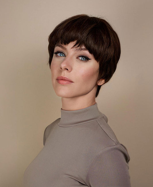 Pixie Short Cut Human Hair Wigs Lace Front Cap 6 Inches