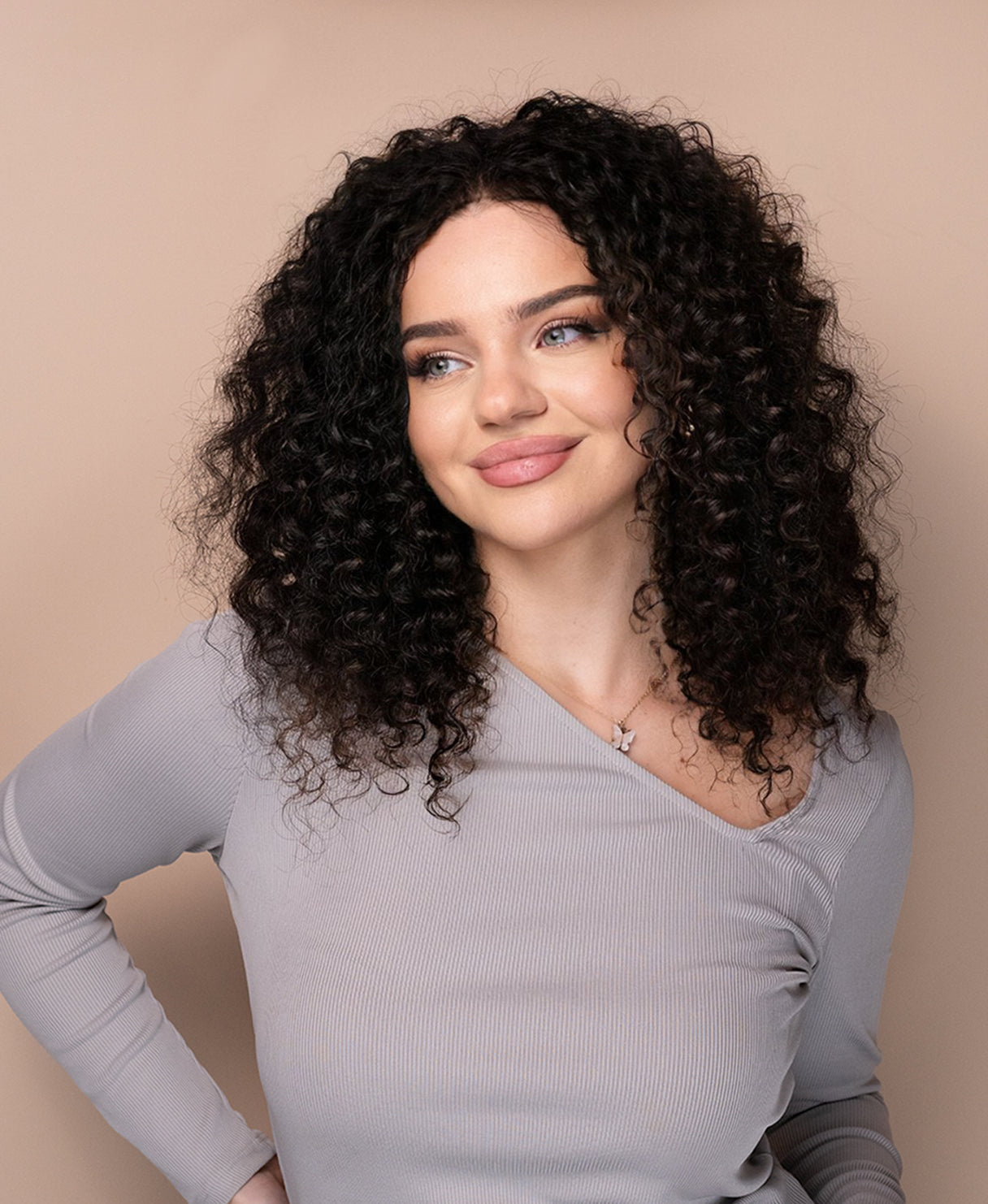 Natural Curly Hair Wigs Human Lace Front Cap 16 Inches