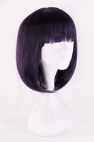 Dark purple short wig women front straight bob wig daily wig synthetic wig