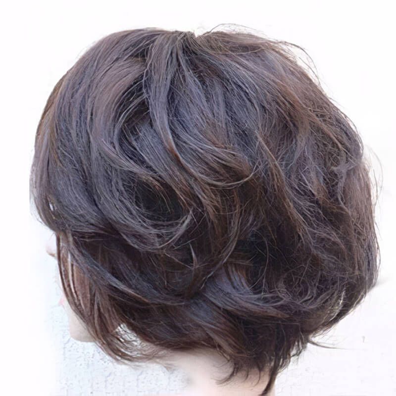 Glueless Short Brown Human Hair Bob Wig with Bangs