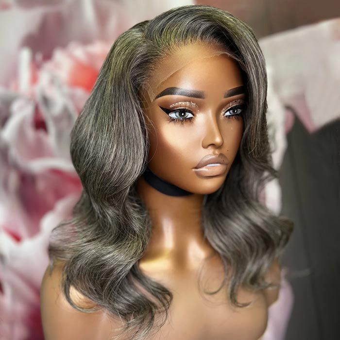 Wave Grey 5x5 Closure Lace Wig with Side Swept Bangs