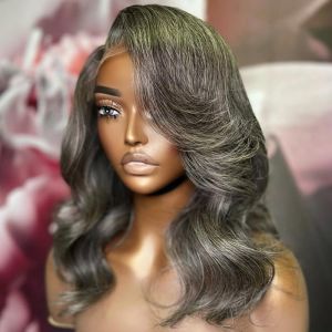 Wave Grey 5x5 Closure Lace Wig with Side Swept Bangs