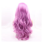 Long wave purple synthetic wig