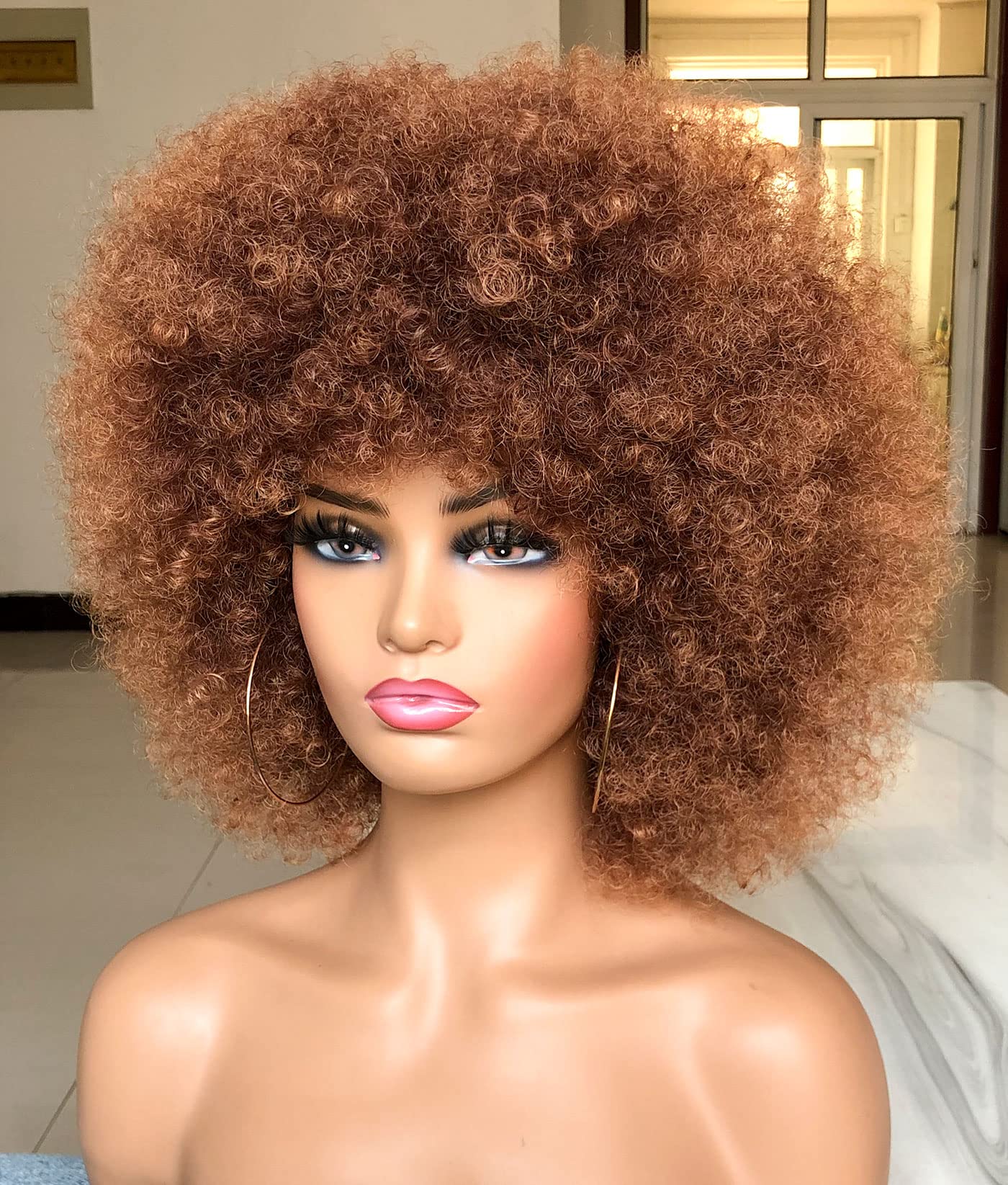 Women's curly hair wigs in the 70s synthetic hair