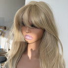 Wig and bangs straight blond hair synthetic hair women