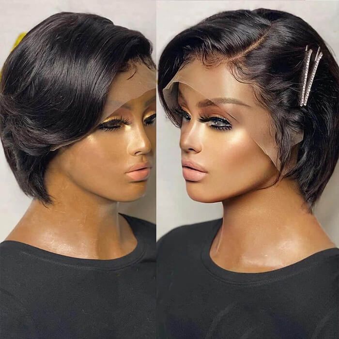 Straight Pixie Cut short Bob Lace front Wig